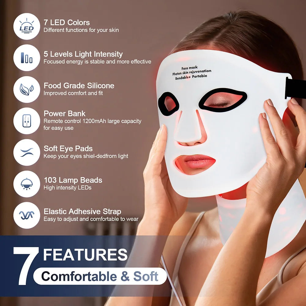 Lumfera™ 7-Color LED Photon Face & Neck Mask — 
Professional Skin Rejuvenation Therapy