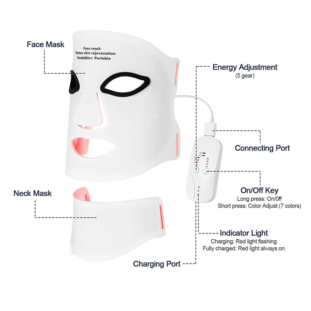 Lumfera™ 7-Color LED Photon Face & Neck Mask — 
Professional Skin Rejuvenation Therapy