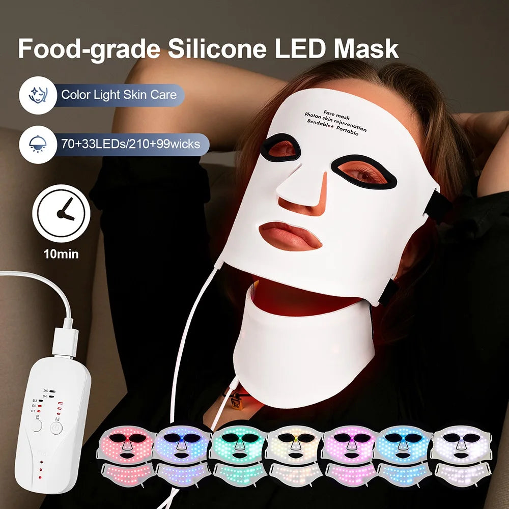 Lumfera™ 7-Color LED Photon Face & Neck Mask — 
Professional Skin Rejuvenation Therapy