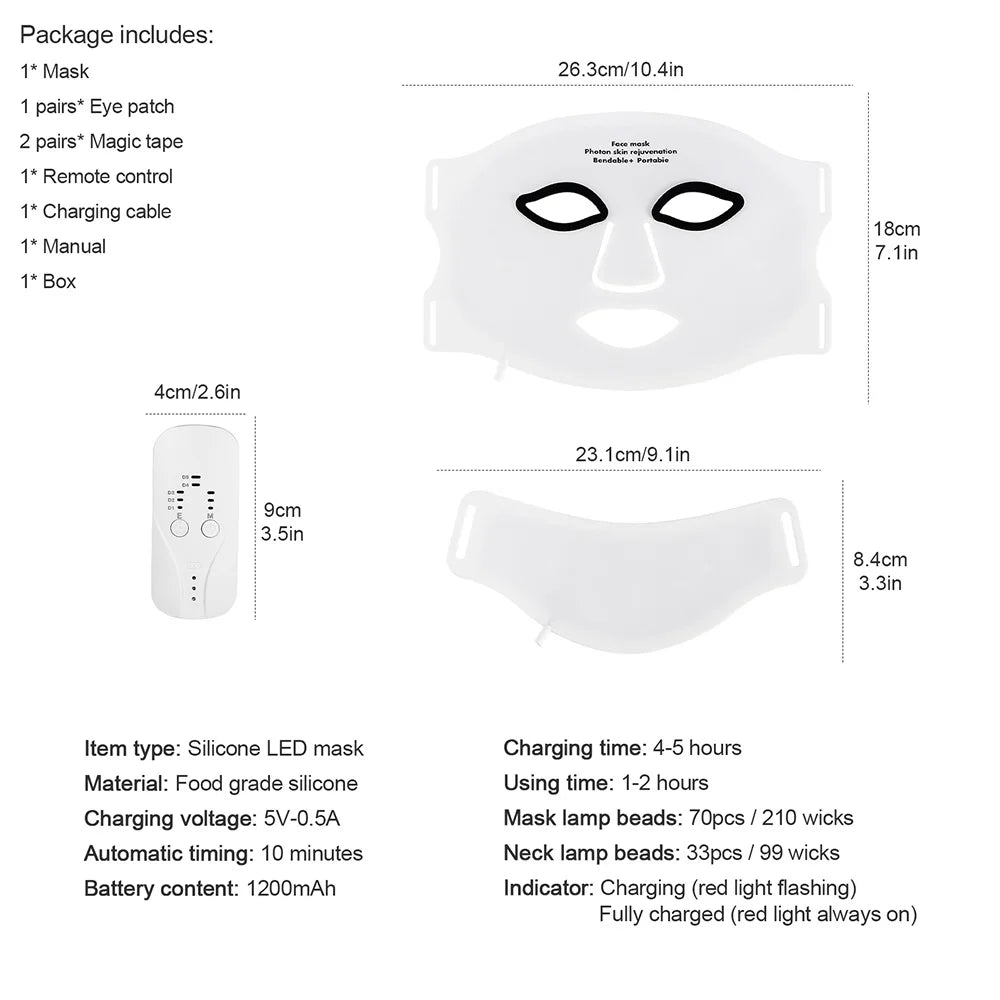 Lumfera™ 7-Color LED Photon Face & Neck Mask — 
Professional Skin Rejuvenation Therapy